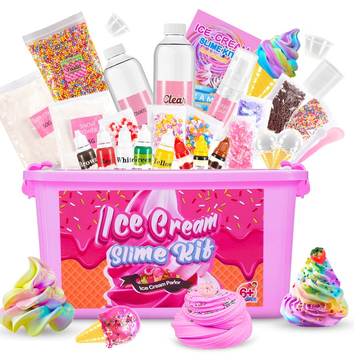 ATOPDREAM Slime Set, комплект Направи си сам, тема сладолед, полиуретанова пяна, 3-10 години
