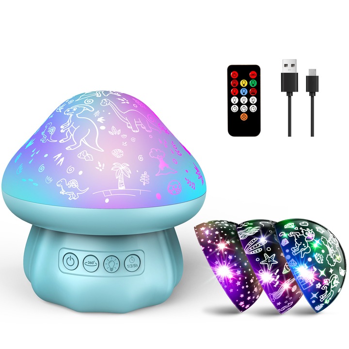 Нощна лампа ATOPDREAM, проектор 3 в 1, таймер, ротация на 360, синя