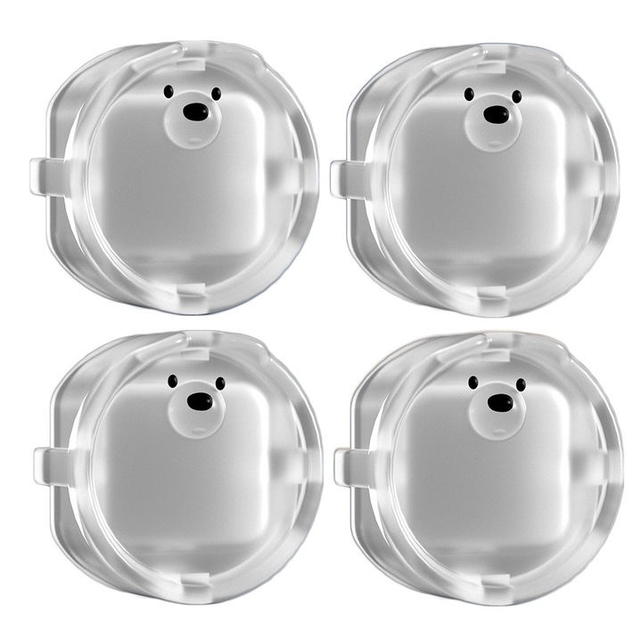 Комплект от 4 капачета за контакти за защита на бебе, Силиконови, прозрачни