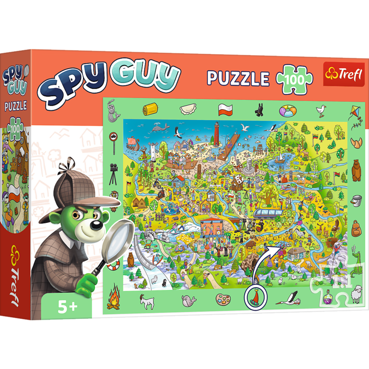 Trefl Spy Guy Polska Puzzle, 100 db, megfigyelő, tarka