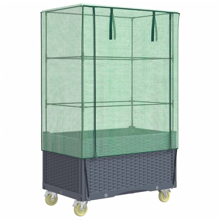 VidaXL rattan megjelenésű magaságyás borítással/kerékkel 80x50x182 cm 12 kg 4015836