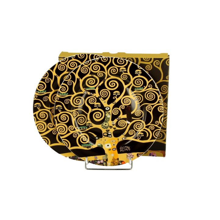 Комплект от 2 десертни чинии, Дървото на живота, вдъхновено от Климт, 19 см