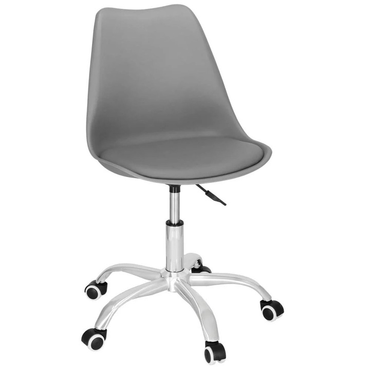 Ergonomikus forgószék műbőr, állítható, 150 kg teherbírású, acél talp, szürke