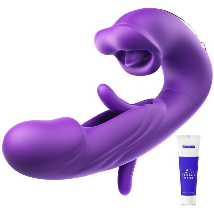 Snapdera vibrátor/kenőanyag készlet, 7 vibrációs mód, alkalmazásvezérlés, lila, 18 cm