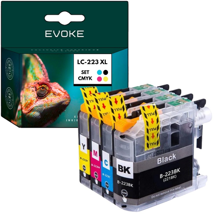 4 db Brother LC 223 XL nyomtató tintapatron készlet, 16 ml és 480 oldal fekete, 10 ml és 300 oldal színesen, LC223XL, kompatibilis a DCP-J4120DW DCP-J562DW MFC-J5320DW MFC-J4620DW