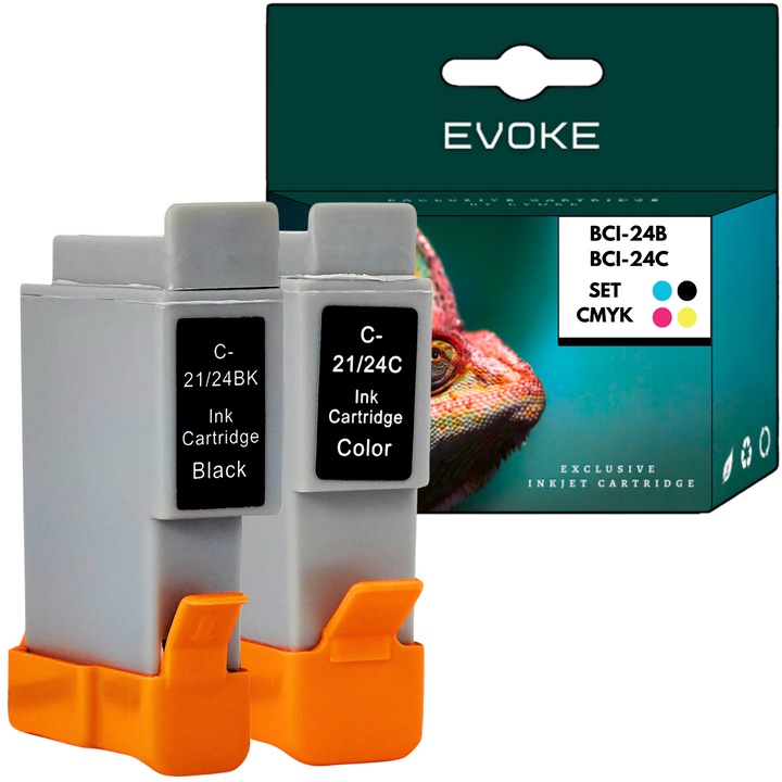 2 db Canon 24 XL nyomtató tintapatron készlet, fekete + színes, 10 ml és 160 oldal fekete, 12,3 ml és 320 oldal színes, BCI24, kompatibilis a pixma I250 I350 I450