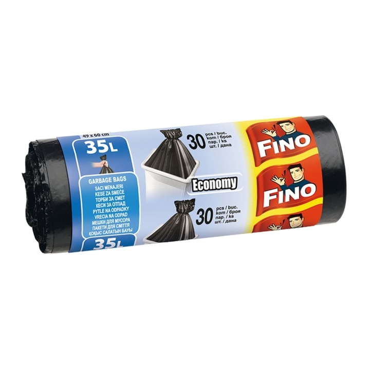 Fino HD домакински / торби за боклук, черни, 35L, 30 бр
