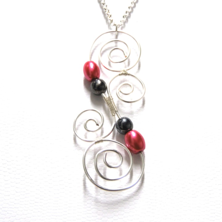 Colier dama handmade Dancing Swirls, aliaj metalic