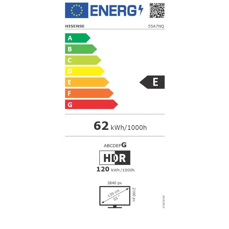 Televizor Hisense 55" A7NQ, 4K Ultra HD 3840x2160, QLED, FALD, Quantum Dot, HDR 10+, HLG, Dolby Vision, Dolby Atmos, Smart TV, senzor de lumina, WiFi 5GHz, BT, 3xHDMI, 2xUSB , LAN, CI+, DVB-T2/C/S2, negru 55A7NQ