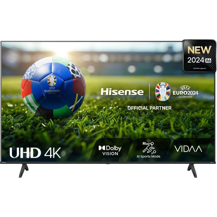 Телевизор Hisense 75" A6N, 4K Ultra HD 3840x2160, DLED, DFA, Precision Colour, HDR 10+, HLG, Dolby Vision, Light sensor, Smart TV, WiFi, BT, AnyView Cast, Gaming Mode, 1xHDMI2 eArc, 2xHDMI, 2xUSB, LAN, CI+, DVB-T2/C/S2, Black 75A6N