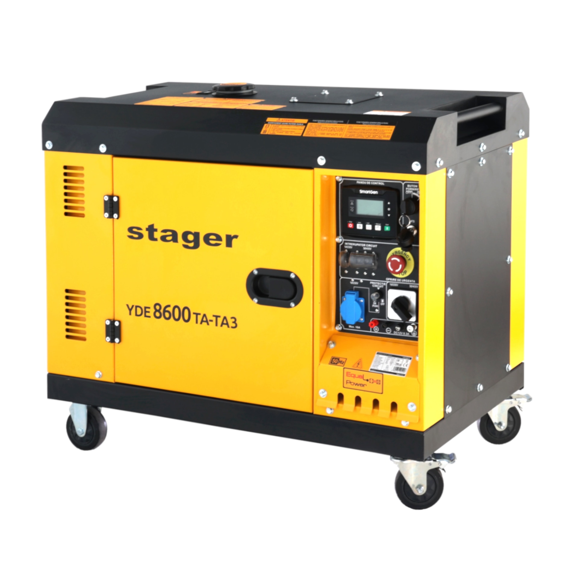 Generator curent Stager YDE8600TA-TA3, insonorizat, 7.5kVA, 3000 rpm, dual, diesel, pornire electrica, furnizeaza aceeasi putere monofazic cat si trifazic