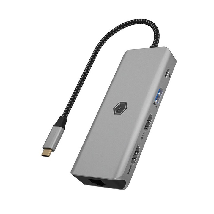 Docking Station Raidsonic Icy Box IB-DK4012-CPD, 9 az 1-ben USB Type-C, szürke