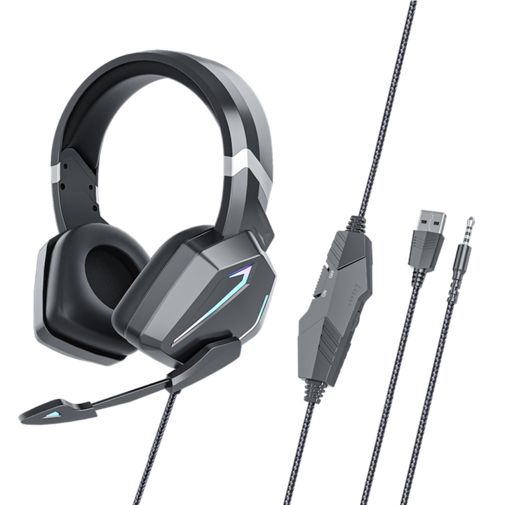 Casti pentru computer, mufa de 3, 5 mm, calitate audio de inalta definitie, control al volumului, plug-and-play, potrivite pentru telefoane mobile, tablete, laptopuri, computere desktop, design supraauricular, negru