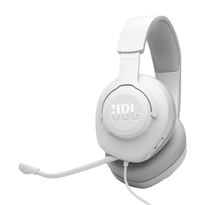 Casti gaming JBL Quantum 100M2, cu fir, microfon detasabil, alb