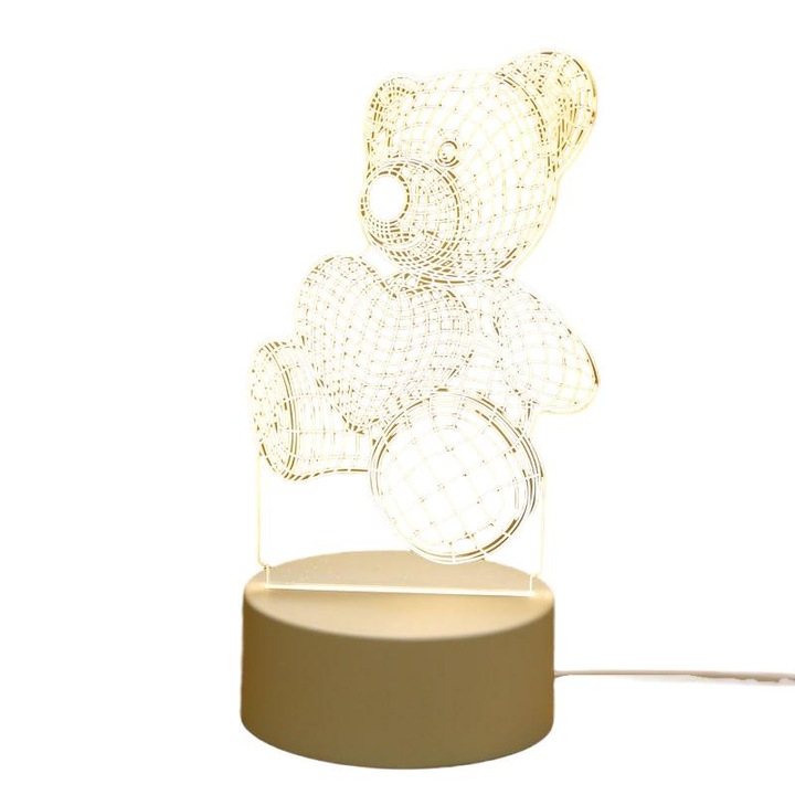 3D нощна лампа, плюшено мече, за деца