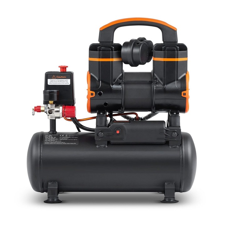 Compresor fara ulei, ultra silentios 70 dB, 900W, 8 l, 63 l/min, 8 Bar, 2800 rpm