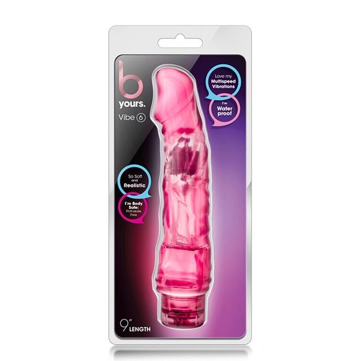 Вибратор BLUSH YOURS VIBE 6, Реалистичен, Регулируем, Розов, 19x4 см