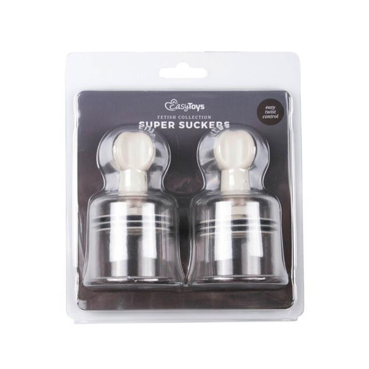 Помпа за стимулация на зърната, Easytoys, прозрачен, 5x10см, 2 броя