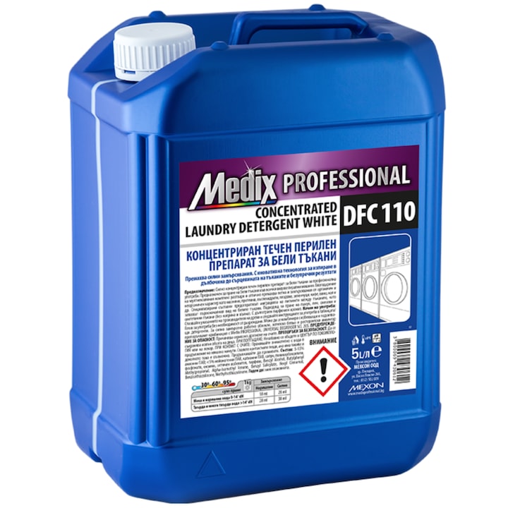 Koncentrált mosószer fehér ruhákhoz, 5 l, Medix Professional