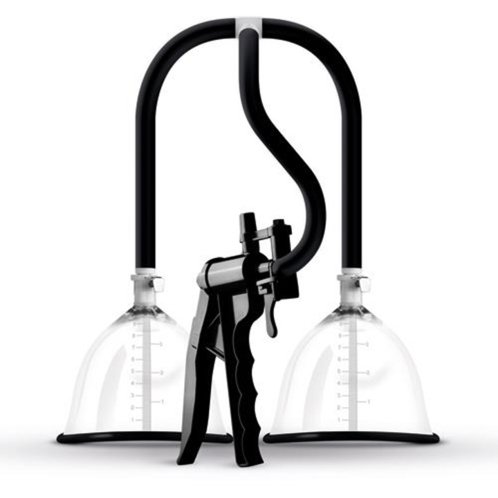 Секс помпа за гърди Easytoys, Силикон, Две прозрачни чашки