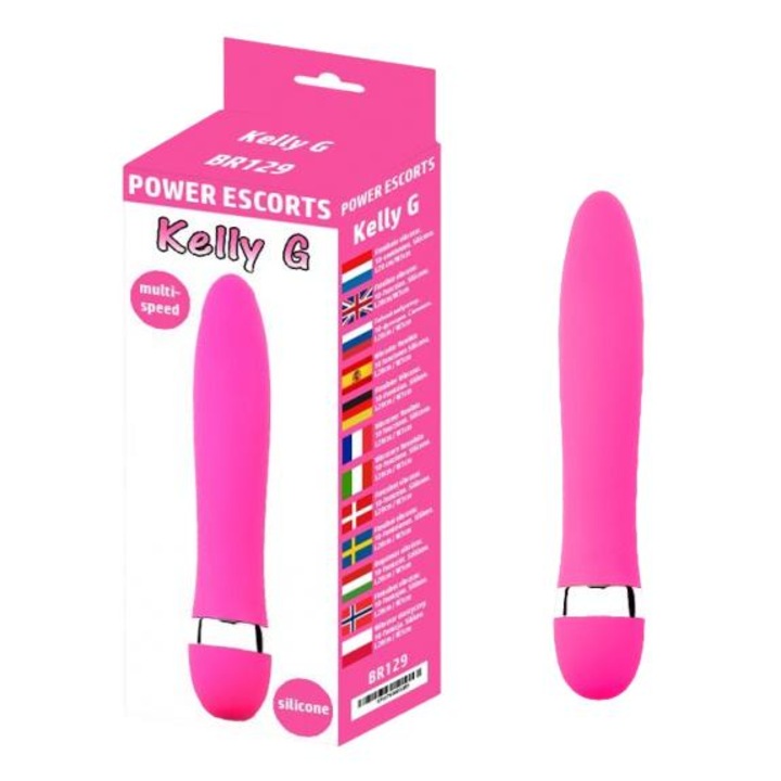 Power Escorts BR129 vibrátor, szilikon, rózsaszín, 18,5 cm