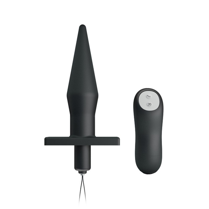 Baile vibrációs anális dugó, kúpos, távirányítóval, fekete