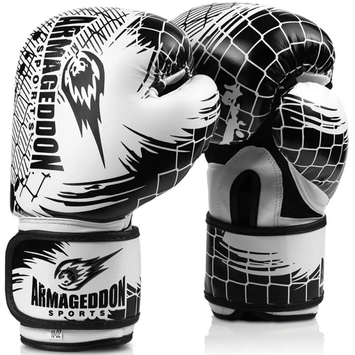 Manusi de Box Armageddon Sports, Alb, 12 oz