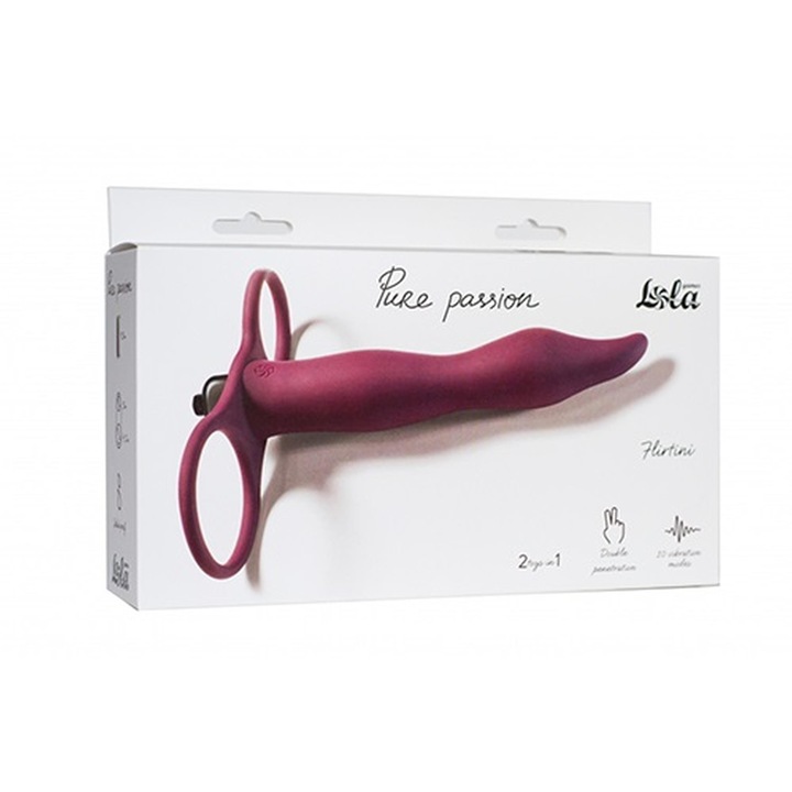 Lola Toys dupla behatolású vibrátor, 10 vibrációs mód, bordeaux, 15,9 cm