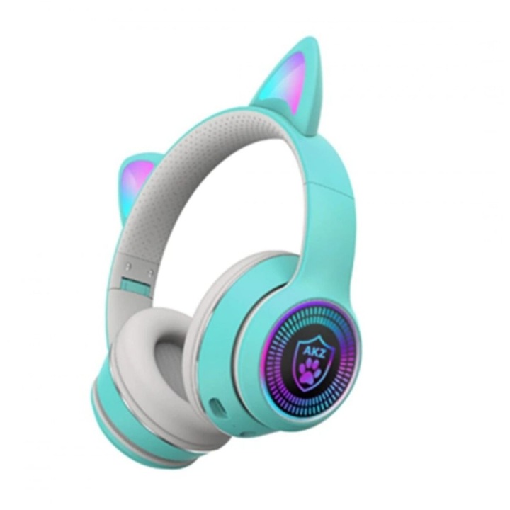 Xentech Light Q-EM50 Hi-Res vezeték nélküli fejhallgató, cicafülekkel, zöld