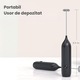 Mixer Spuma Lapte Electric HASEPE, Reincarcabil USB C, Otel Inoxidabil, Motor 15000 RPM, Suport Depozitare, Ideal pentru Cafea, Latte, Cappuccino, Frappe, Matcha, Ciocolata Calda, Compact si Portabil