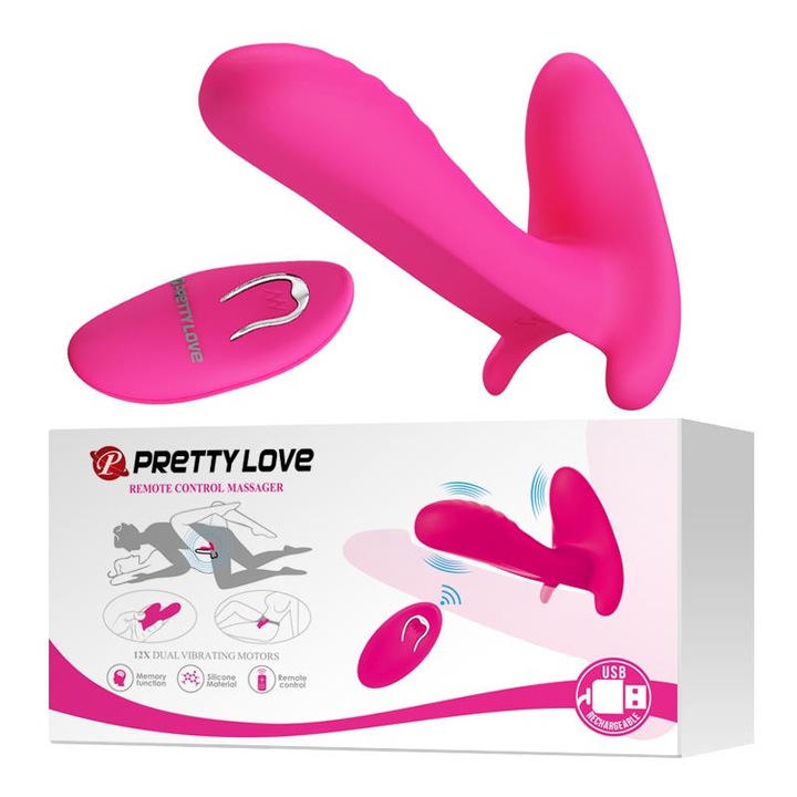 Вибратор Pretty Love, 12 режима, Медицински силикон, 10 см x 2,2 см