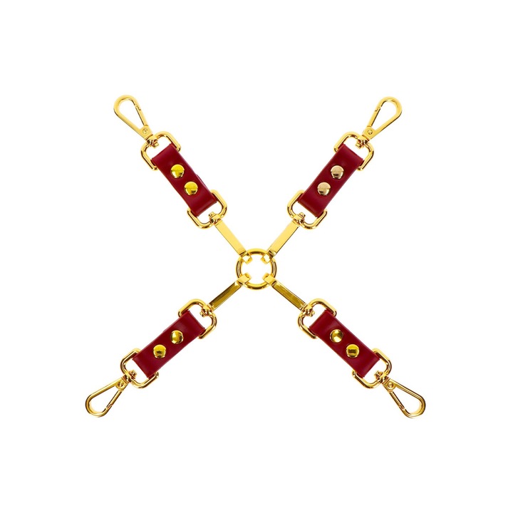 Set BDSM Taboom, hogtie cu mansete, rosu