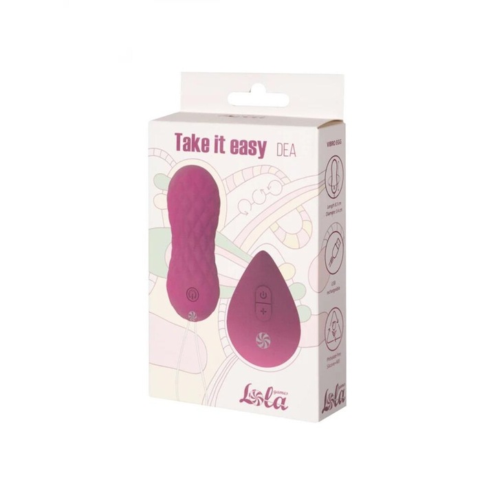 Lola Toys Take it Easy Dea vibrátorok, hipoallergén szilikon, 10 üzemmód, vízálló, 8,3x3,4 cm, pilot 6x3,6 cm