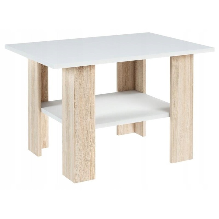 Masuta Cafea, MATKAM, Julia, 87x60x55 cm, Dreptunghi, PAL, Alb