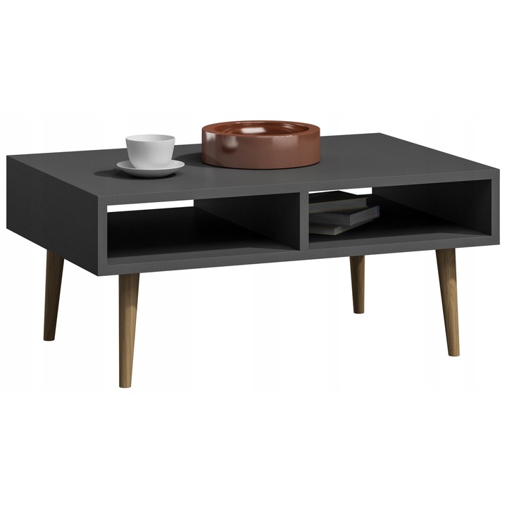 Masuta Cafea, MATKAM, Per, 100x50x46 cm, Dreptunghi, PAL, Gri inchis