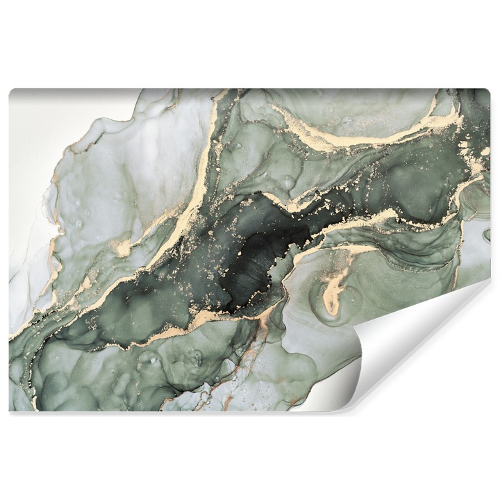 Fototapet Muralo Decor exclusivist perfect pentru birou cu efect 3D 135 cm x 90 cm elemente abstracte aurii