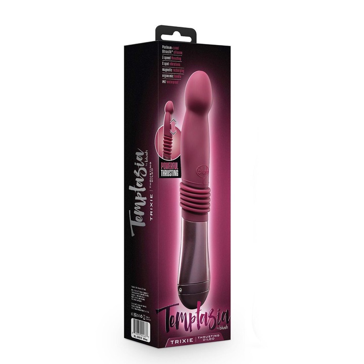 Вибратор BLUSH, Тemptasia Тrixie, Тhrusting dildo wine, Идеален за стимулация