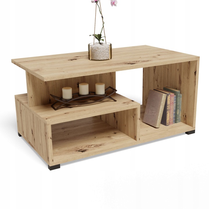 Masuta Cafea, MATKAM, Exclusive, 90x51x45 cm, Dreptunghi, PAL, Stejar