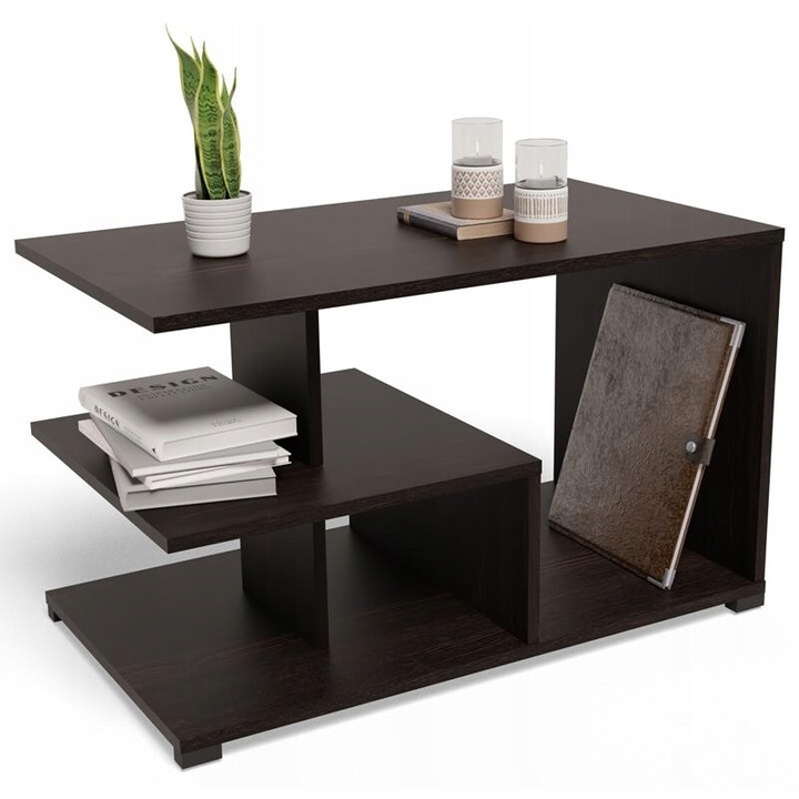 Masuta Cafea, MATKAM, Exclusive, 90x51x55 cm, Dreptunghi, PAL, Wenge