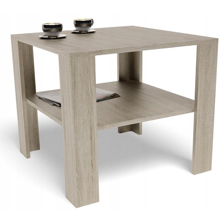 Masuta Cafea, MATKAM, Exclusive, 68x68x60 cm, Patrat, PAL, Stejar Sonoma