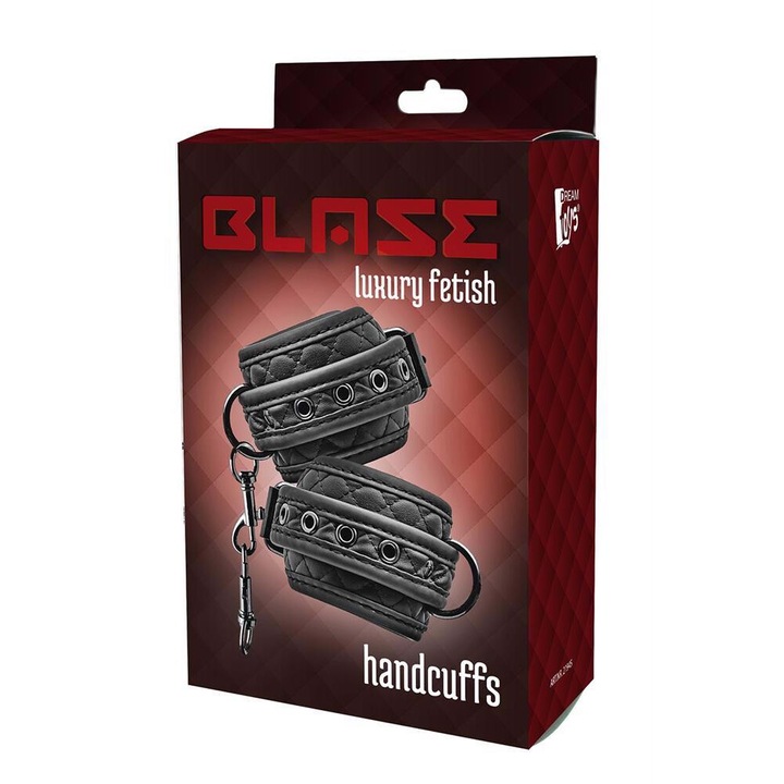 Dream Toys, BLAZE HANDCUFF DIAMOND BLACK, catuse elegante din neopren, ideale pentru iubitorii de bondage