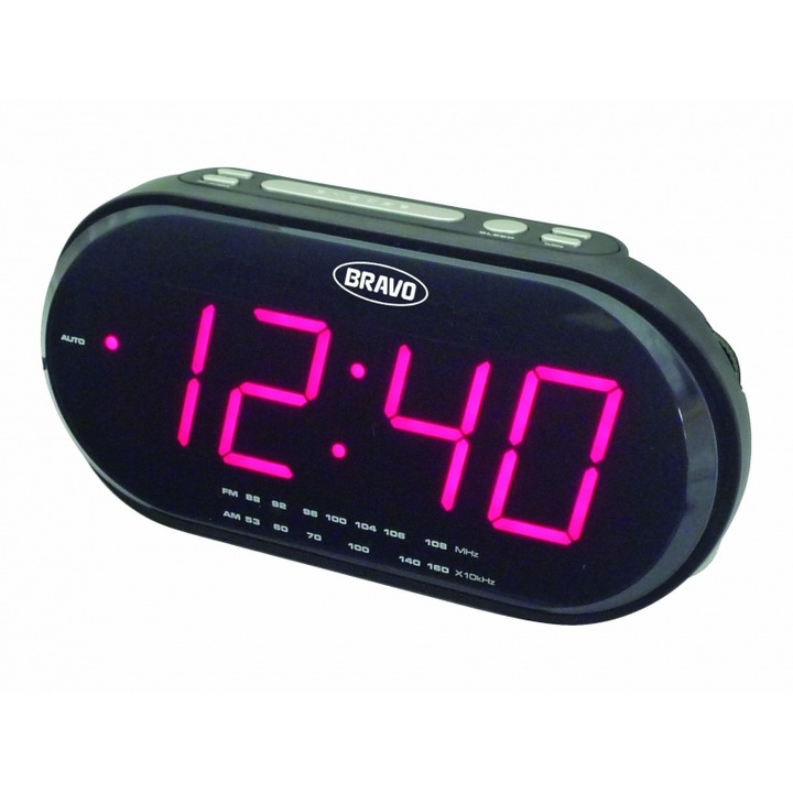 Bravo Bravo Digitális ébresztőóra rádióval, piros