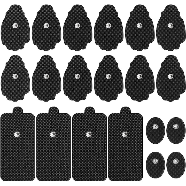 Set 20 Electrozi Paduri Gel pentru Aparate de Masaj cu Electrostimulare, Vienapoli, Autoadezivi, Multisize, Negru