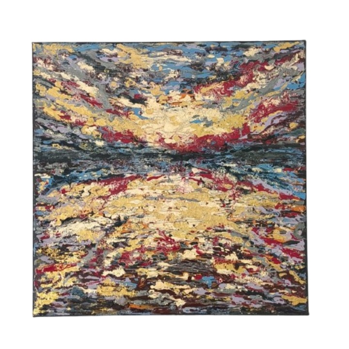 Tablou pictat S.T.ART, in culori ceramice pe panza bumbac, Sun Light, abstract, 40 X 40 cm, RO