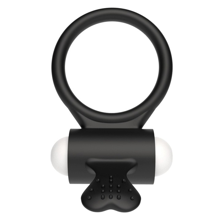 Inel vibrator pentru penis LOVETOY, silicon flexibil, negru, 3 cm