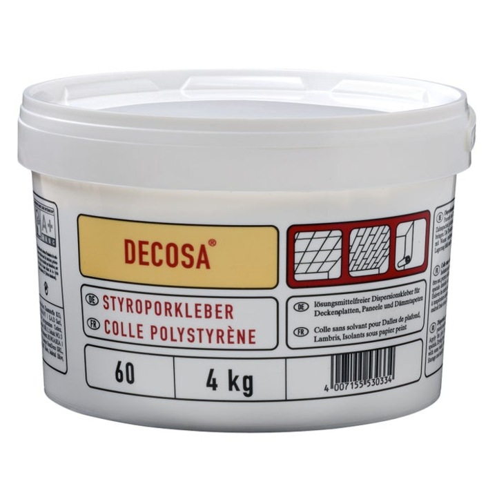 Adeziv pentru placi si profile decorative din polistiren, Decosa, interior, alb, 4 kg