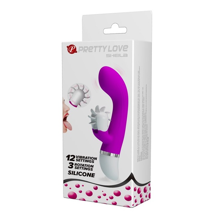 Pretty Love SHEILA multifunkciós vibrátor, G-pont és csikló stimuláció, orvosi szilikon, 19,4x3,8cm