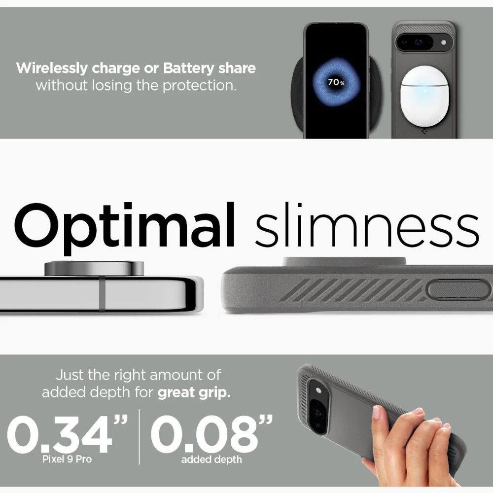 Husa pentru Google Pixel 9 / 9 Pro - Spigen Rugged Armor - Marble Grey
