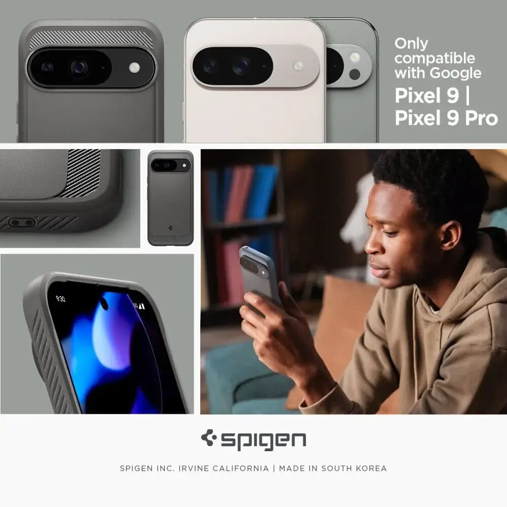 Husa pentru Google Pixel 9 / 9 Pro - Spigen Rugged Armor - Marble Grey