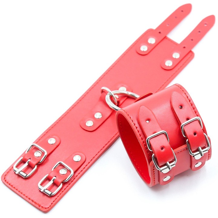Fetish Fever BDSM kiegészítő készlet, két csatos bilincs, piros